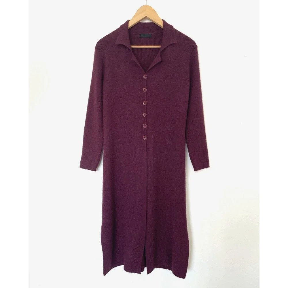 Inca Textiles Baby Alpaca Long Cardigan Duster S/M Wine Soft Luxury NO SIZE TAG